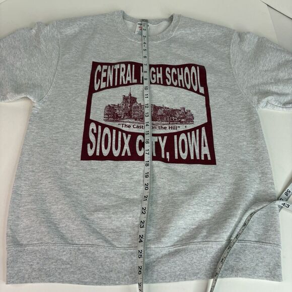 Vintage Central High School Sioux City IA Graphic Sweatshirt Medium Jerzees Grey - Picture 5 of 6